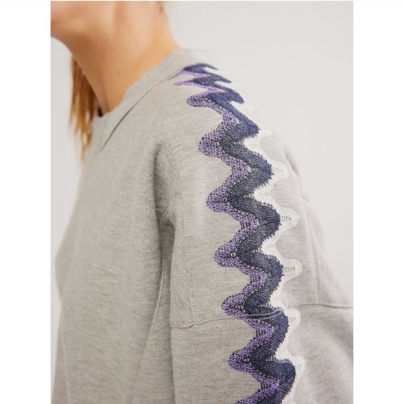 Free People FP Movement Feeling Wavy Intercept heather grey Combo sweater sz XS - Picture 3 of 5